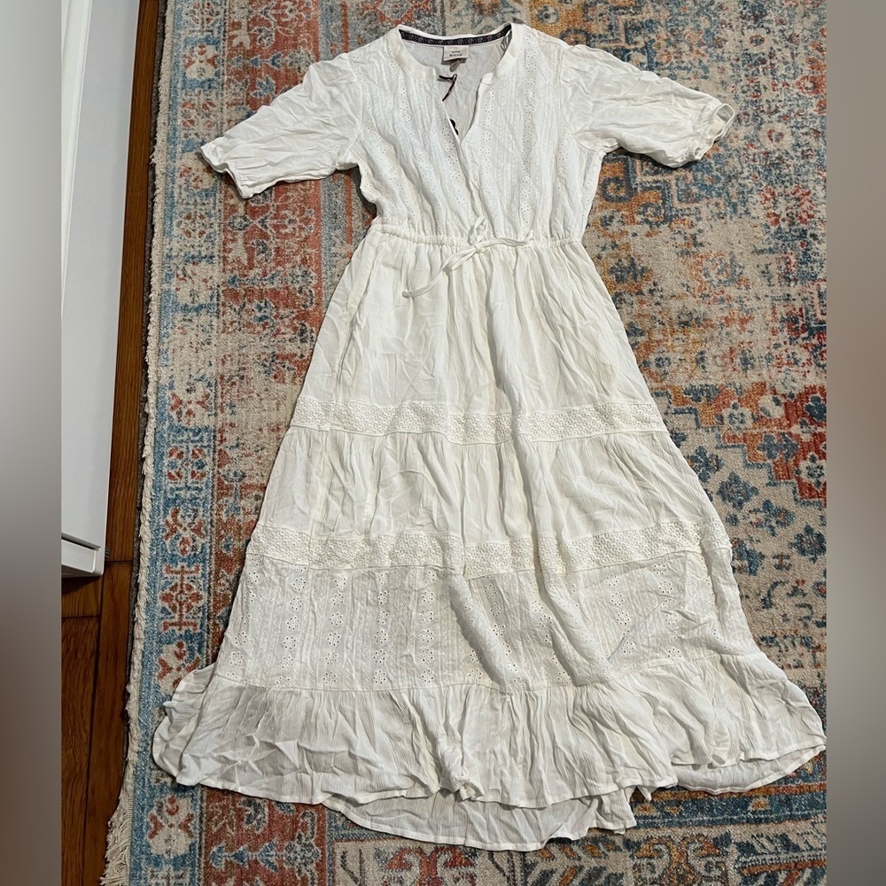 NWT Knox Rose white eyelet embroidered cotton midi dress
